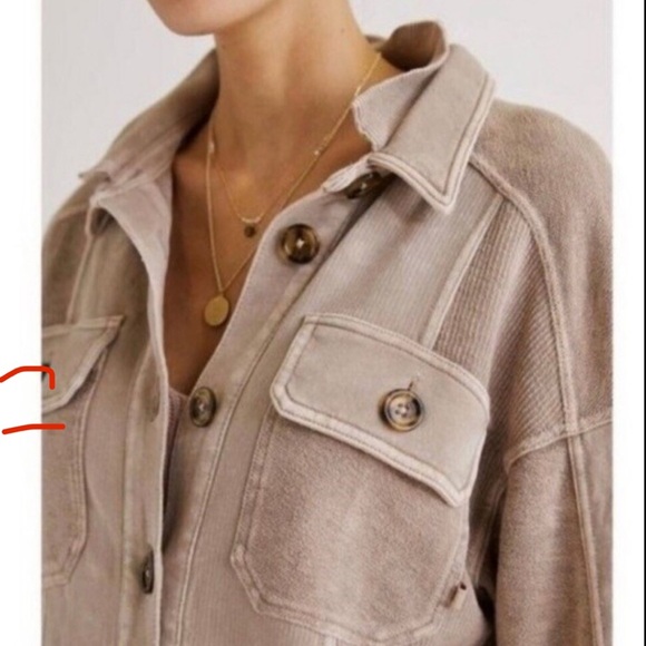 Pilcro Anthropologie Beige Relaxed Boho Button Down Shacket Sz Sm Rn#66170 - Picture 2 of 12